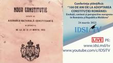 24.03.2023, 9:00 | Conferința științifică: 100 DE ANI DE LA ADOPTAREA CONSTITUȚIEI ROMÂNIEI