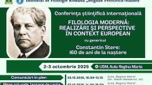02.10.25 | 10:00 | Conferință FILOLOGIA MODERNĂ: REALIZĂRI ȘI PERSPECTIVECONTEXT EUROPEAN